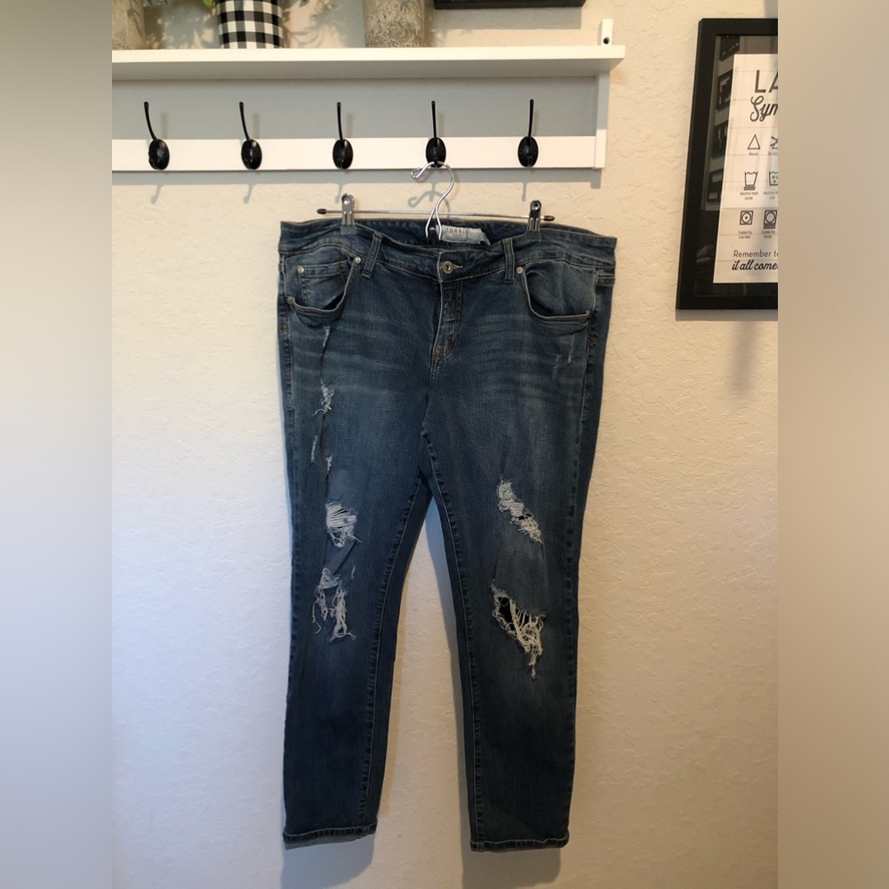Torrid Blue Boyfriend Jeans with Distressed Details